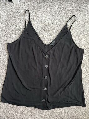 Dynamite Black Button-Down V-Neck Spaghetti Strap Cami